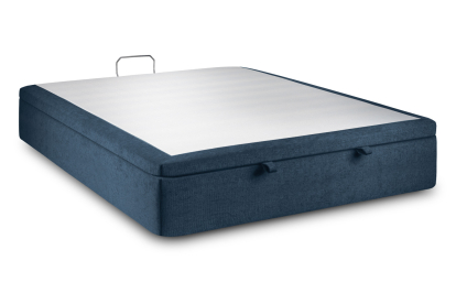Sommier Coffre 160x200 cm - Toile nattée  - Bleu océan