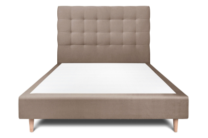 Lit 140x190 cm - Sommier tapissier H35 cm + tête de lit capitonnée - Tissu Velours Taupe