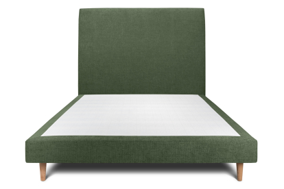 Lit 160x200 cm - Sommier tapissier H29 cm + tête de lit tapissée - Tissu Toile natté Vert Kaki