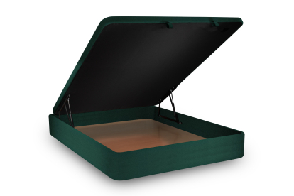 Lit coffre 180x200 cm avec Tête de lit capitonnée - Tissu Velours Vert