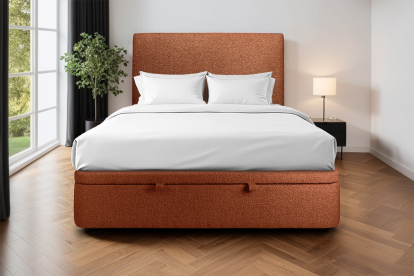 Sommier Coffre 180x200 cm - Bouclette - Terracotta