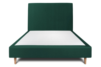 Lit 140x200 cm - Sommier tapissier H35 cm + tête de lit tapissée - Tissu Velours Vert