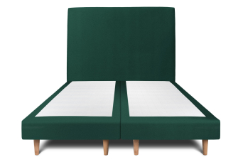 Lit 2x 80x200 cm - Sommier tapissier H29 cm + tête de lit tapissée - Tissu Velours Vert