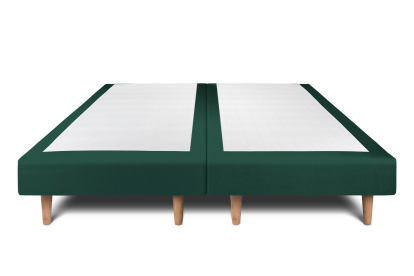 Lit 2x 100x200 cm - Sommier tapissier H29 cm + tête de lit tapissée - Tissu Velours Vert