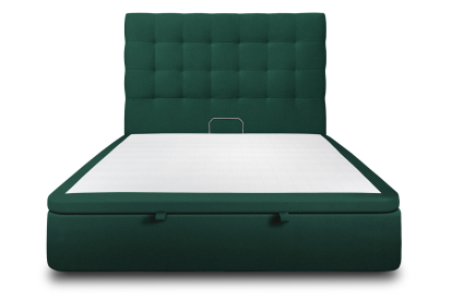Lit coffre 160x200 cm avec Tête de lit capitonnée - Tissu Velours Vert