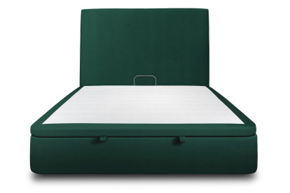 Lit coffre 140x190 cm avec Tête de lit tapissée - Tissu Velours Vert