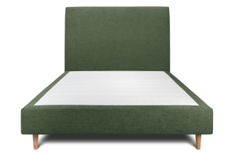Lit 140x190 cm - Sommier tapissier H35 cm + tête de lit tapissée - Tissu Toile natté Vert Kaki