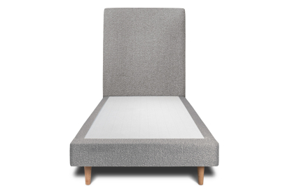 Lit 90x200 cm - Sommier tapissier H29 cm + tête de lit tapissée - Tissu Bouclette Gris