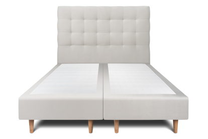 Lit 2x 80x200 cm - Sommier tapissier H35 cm + tête de lit capitonnée - Tissu Velours Gris Clair
