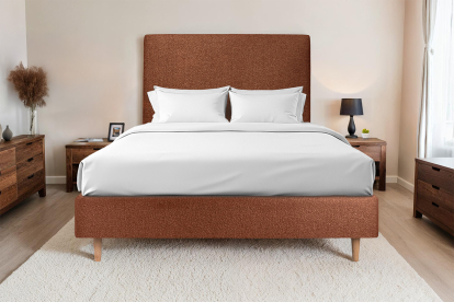 Tête de lit 180 cm Tapissée - Tissu Bouclette Terracotta
