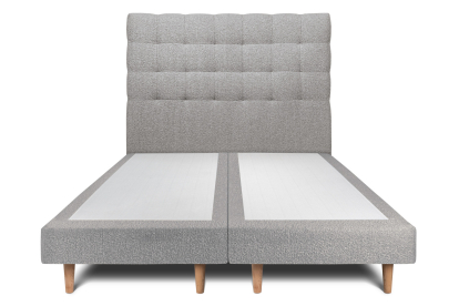 Lit 2x 100x200 cm - Sommier tapissier H29 cm + tête de lit capitonnée - Tissu Bouclette Gris