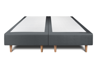Lit 2x 100x200 cm - Sommier tapissier H35 cm + tête de lit capitonnée - Tissu Velours Gris Anthracite