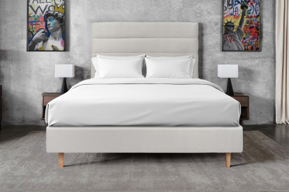 Tête de lit 160 cm Lignes - Tissu Velours Gris Clair