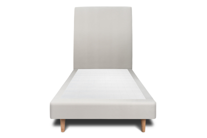 Lit 90x200 cm - Sommier tapissier H29 cm + tête de lit tapissée - Tissu Velours Gris Clair
