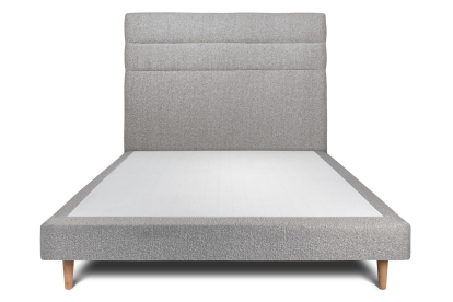 Lit 140x190 cm - Sommier tapissier H29 cm + tête de lit à lignes - Tissu Bouclette Gris
