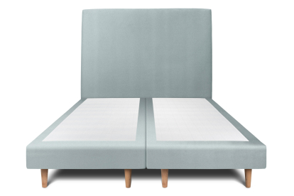 Lit 2x 100x200 cm - Sommier tapissier H29 cm + tête de lit tapissée - Tissu Velours Gris Bleuté