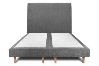 Lit 2x 80x200 cm - Sommier tapissier H29 cm + tête de lit tapissée - Tissu Toile natté Gris Anthracite