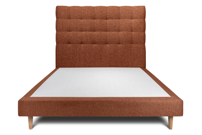 Lit 160x200 cm - Sommier tapissier H29 cm + tête de lit capitonnée - Tissu Bouclette Terracotta