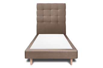 Lit 90x200 cm - Sommier tapissier H29 cm + tête de lit capitonnée - Tissu Velours Taupe