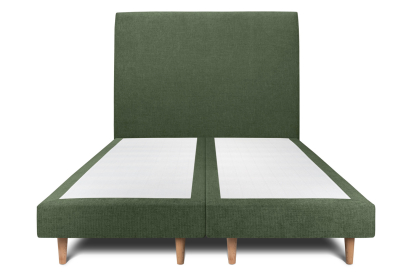 Lit 2x 90x200 cm - Sommier tapissier H29 cm + tête de lit tapissée - Tissu Toile natté Vert Kaki