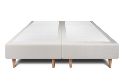 Lit 2x 100x200 cm - Sommier tapissier H35 cm + tête de lit à lignes - Tissu Velours Gris Clair