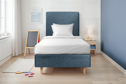 Sommier Tapissier 90x190 cm - H35 cm - Bouclette - Bleu
