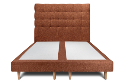 Lit 2x 90x200 cm - Sommier tapissier H29 cm + tête de lit capitonnée - Tissu Bouclette Terracotta