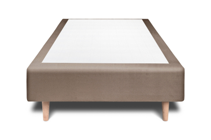 Lit 90x200 cm - Sommier tapissier H35 cm + tête de lit capitonnée - Tissu Velours Taupe