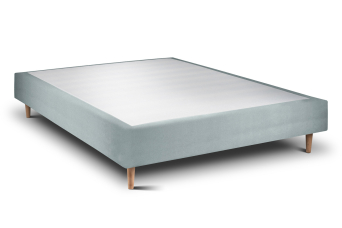 Sommier Tapissier 140x190 cm - H35 cm - Velours - Gris bleuté