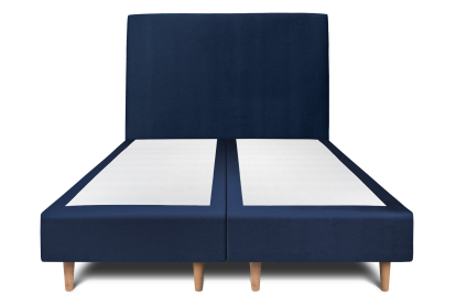 Lit 2x 80x200 cm - Sommier tapissier H35 cm + tête de lit tapissée - Tissu Velours Bleu Océan
