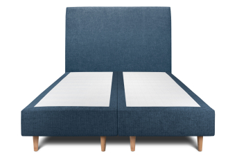 Lit 2x 100x200 cm - Sommier tapissier H35 cm + tête de lit tapissée - Tissu Toile natté Bleu Océan