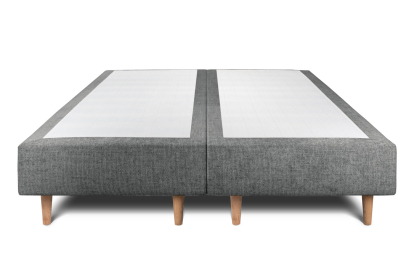 Lit 2x 80x200 cm - Sommier tapissier H35 cm + tête de lit tapissée - Tissu Toile natté Gris Anthracite