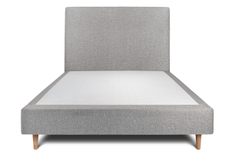 Lit 140x200 cm - Sommier tapissier H35 cm + tête de lit tapissée - Tissu Bouclette Gris