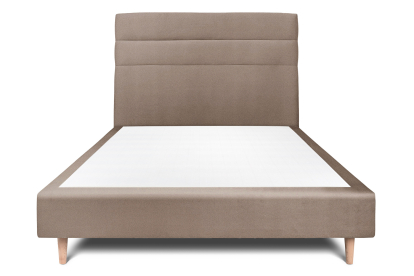 Lit 140x190 cm - Sommier tapissier H35 cm + tête de lit à lignes - Tissu Velours Taupe