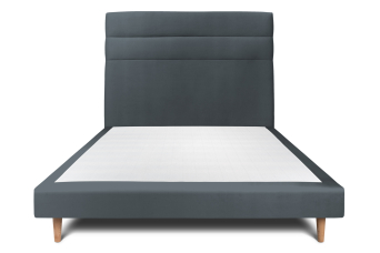 Lit 140x190 cm - Sommier tapissier H29 cm + tête de lit à lignes - Tissu Velours Gris Anthracite