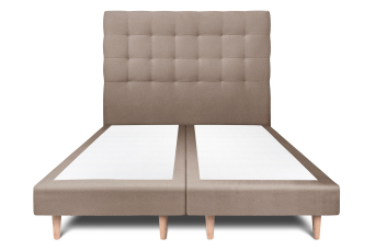 Lit 2x 80x200 cm - Sommier tapissier H29 cm + tête de lit capitonnée - Tissu Velours Taupe