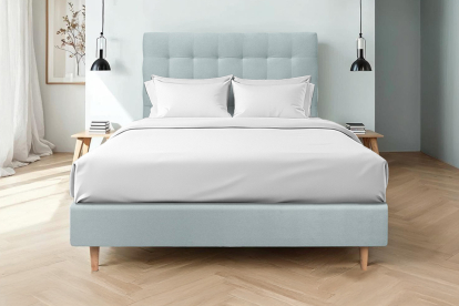 Tête de lit 200 cm Capitonnée - Tissu Velours Gris Bleute