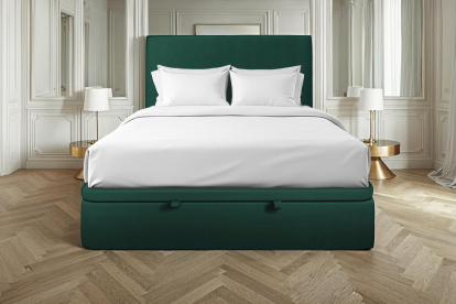 Sommier Coffre 140x190 cm - Velours - Vert