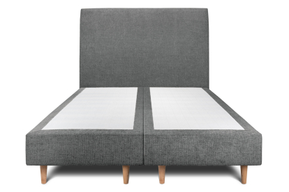 Lit 2x 80x200 cm - Sommier tapissier H35 cm + tête de lit tapissée - Tissu Toile natté Gris Anthracite