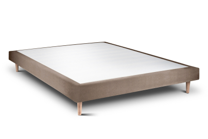 Lit 140x190 cm - Sommier tapissier H29 cm + tête de lit capitonnée - Tissu Velours Taupe