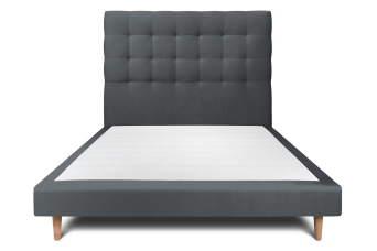 Lit 140x190 cm - Sommier tapissier H29 cm + tête de lit capitonnée - Tissu Velours Gris Anthracite