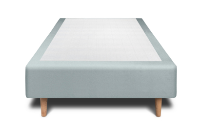 Lit 90x200 cm - Sommier tapissier H35 cm + tête de lit tapissée - Tissu Velours Gris Bleuté