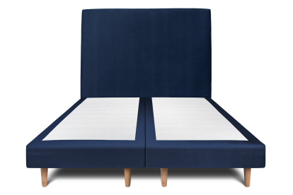 Lit 2x 100x200 cm - Sommier tapissier H29 cm + tête de lit tapissée - Tissu Velours Bleu Océan