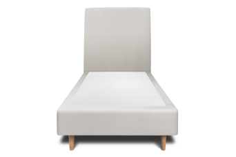 Lit 90x190 cm - Sommier tapissier H35 cm + tête de lit tapissée - Tissu Velours Gris Clair