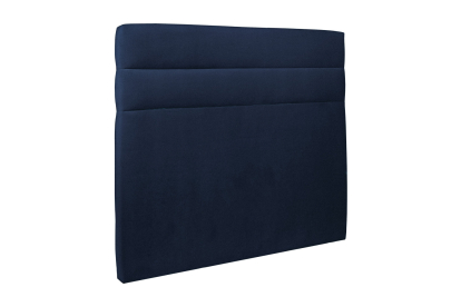Lit 2x 90x200 cm - Sommier tapissier H29 cm + tête de lit à lignes - Tissu Velours Bleu Océan