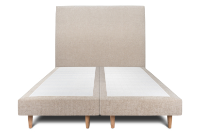 Lit 2x 80x200 cm - Sommier tapissier H29 cm + tête de lit tapissée - Tissu Toile natté Beige Brun