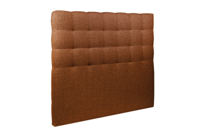 Lit 140x200 cm - Sommier tapissier H35 cm + tête de lit capitonnée - Tissu Bouclette Terracotta