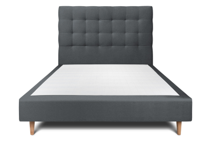 Lit 140x190 cm - Sommier tapissier H35 cm + tête de lit capitonnée - Tissu Velours Gris Anthracite