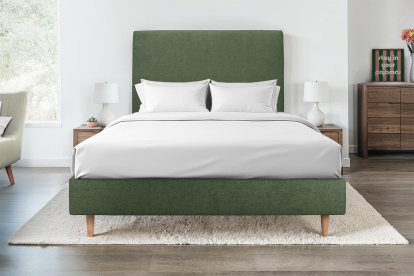 Tête de lit 150 cm Tapissée - Tissu Toile Natté Vert Kaki