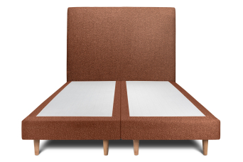 Lit 2x 80x200 cm - Sommier tapissier H29 cm + tête de lit tapissée - Tissu Bouclette Terracotta